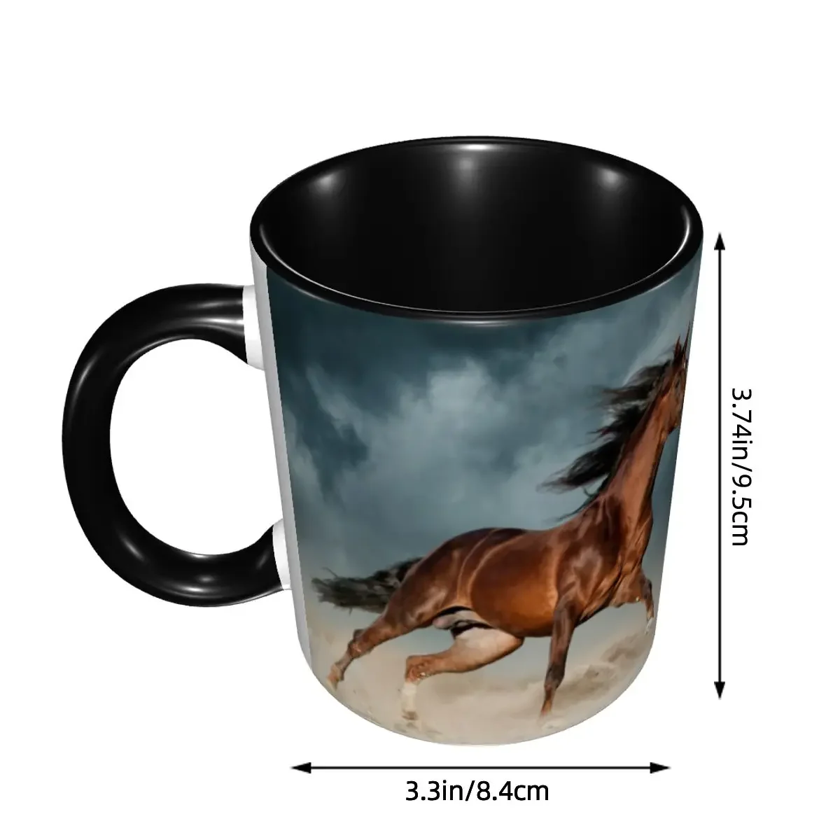 DIY Golden Brown Andalusian Horse Runs Free In The Desert Ceramic Mugs Personalized Coffee Cup Creative Present
