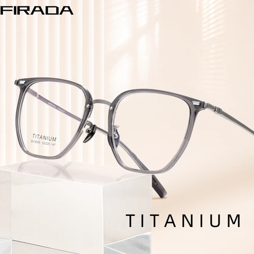 FIRADA-gafas transparentes para hombre y mujer, lentes cuadradas Retro de titanio, cómodas, graduadas, con montura, BV3008B