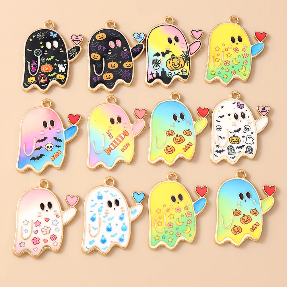 Tusember 20 Stück Geister-Anhänger, niedliche Kawaii-Halloween-Geister-Charms für Halsketten, Ohrringe, Armbänder, Halloween-Schmuckherstellung, Geschenke – Detail 4