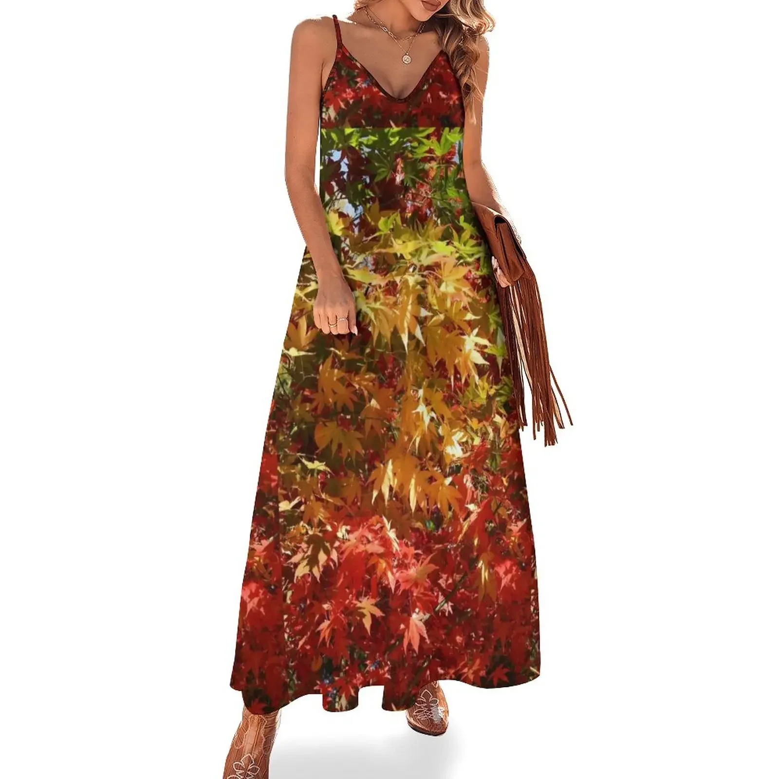 

Colourful leaves of a maple tree in autumn Sleeveless Dress summer women's suit woman dress party dress women elegant luxury