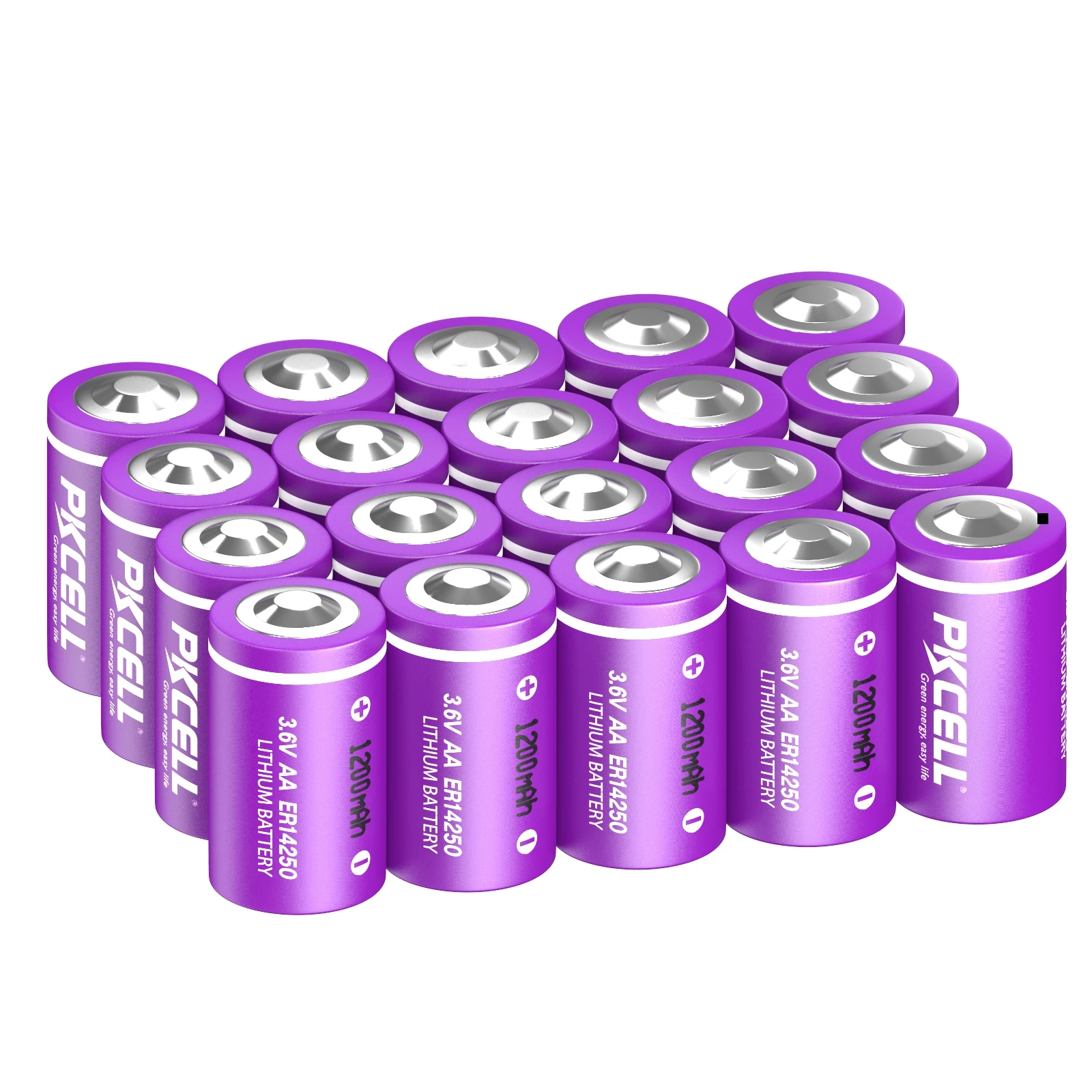 

20PCS/lot ER14250 3.6V Lithium Battery 14250 1/2AA Battery LiSOCl2 Batteries 1200mAh for heat meter,insulin pump,GPS