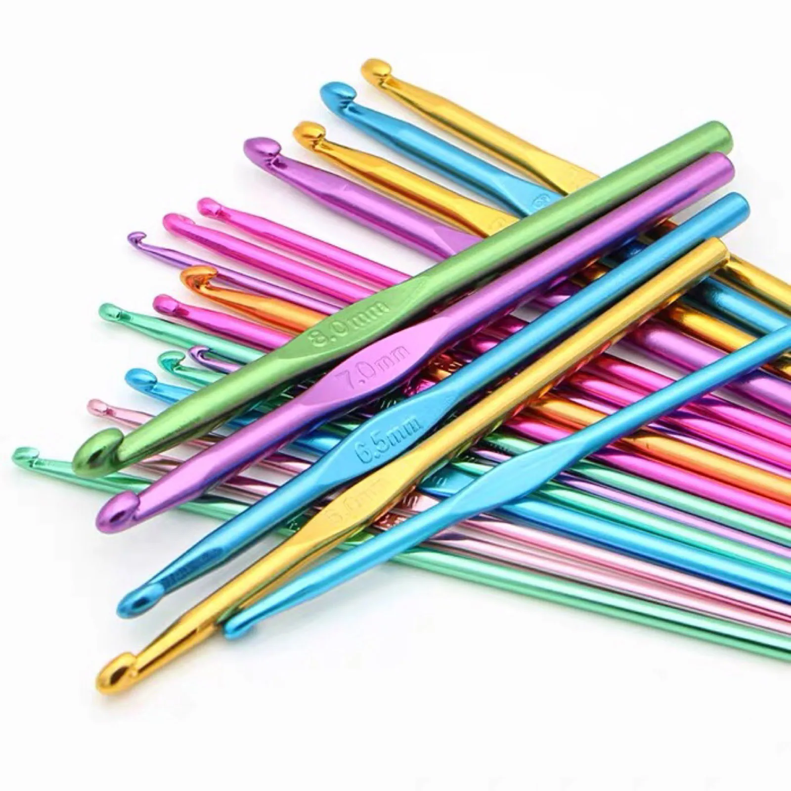 5pcs 2-10mm Multicolor Aluminum Crochet Hooks Needles DIY Craft Yarn Hook Weave Sweater Knitting Set Crochet Needles Sewing Tool