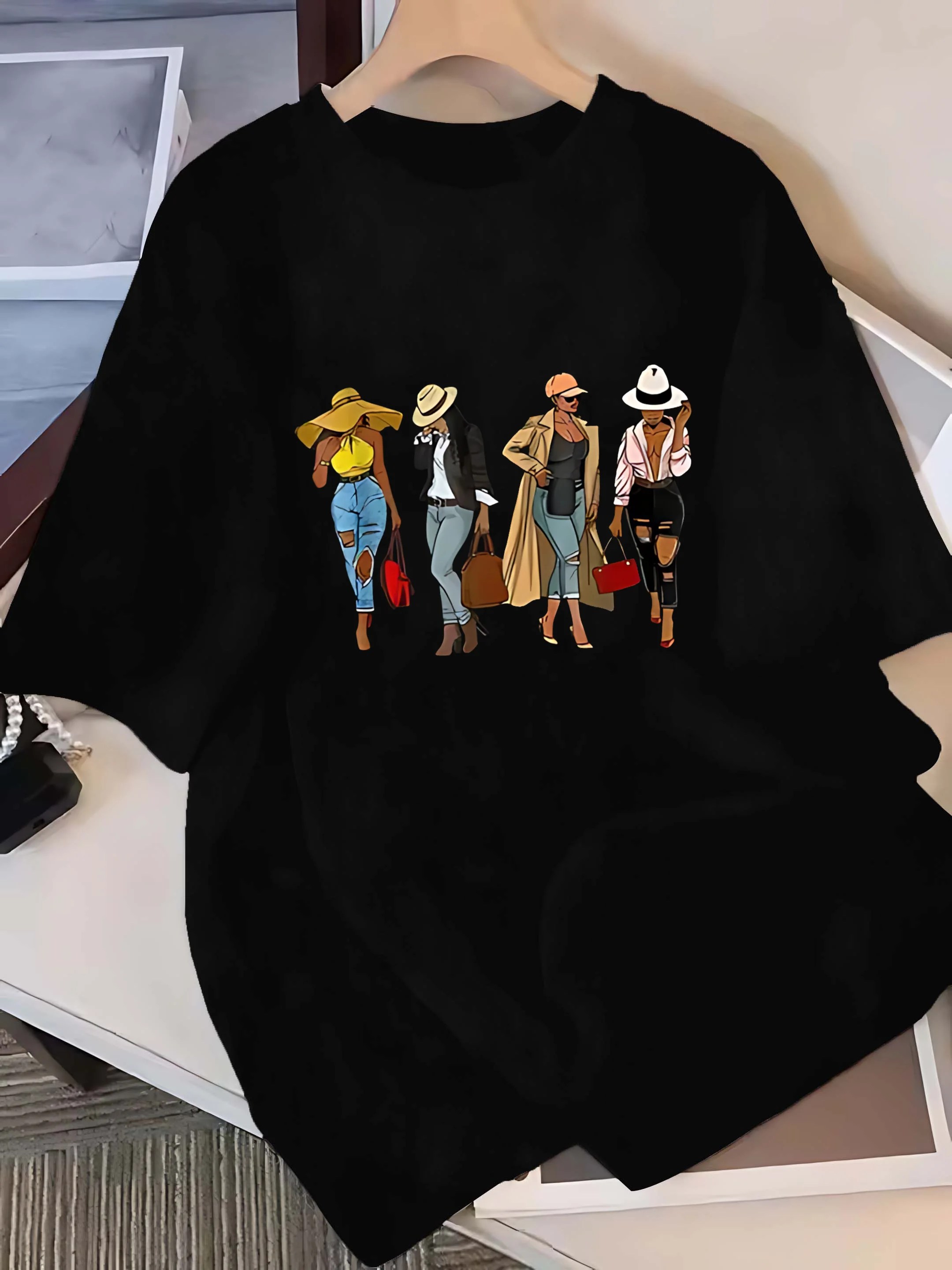 Plus - Size Six Colour Short - Sleeve Tee: Stylish Women’s Fashion Graphic