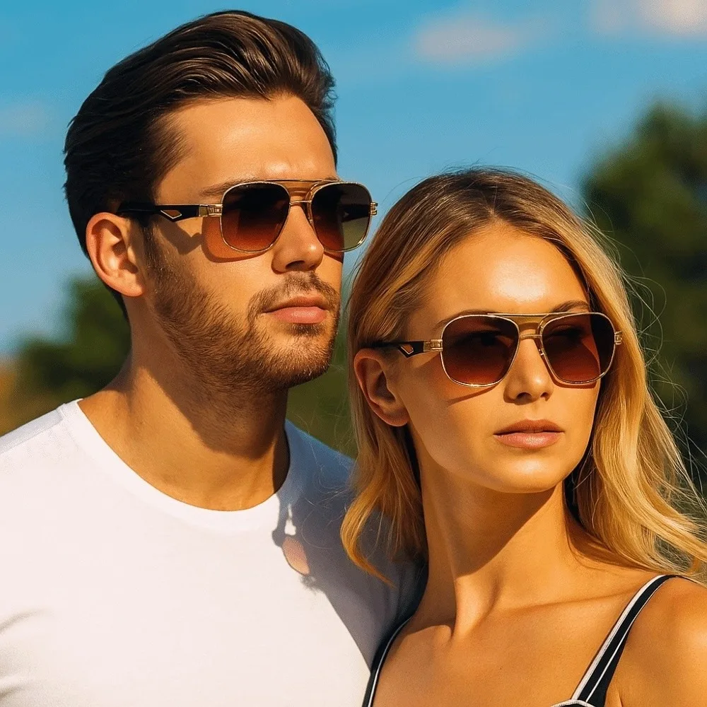 レトロダブルバーサニーズサンシェード眼鏡コスチュームアクセサリーユニセックス偏光サングラススクエアフレーム PC 抗 UV メガネ夏