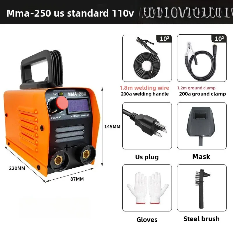 Mesin las MMA-250 standar Eropa 220v standar AS 110 mesin las rumah tangga kecil Amerika Utara.