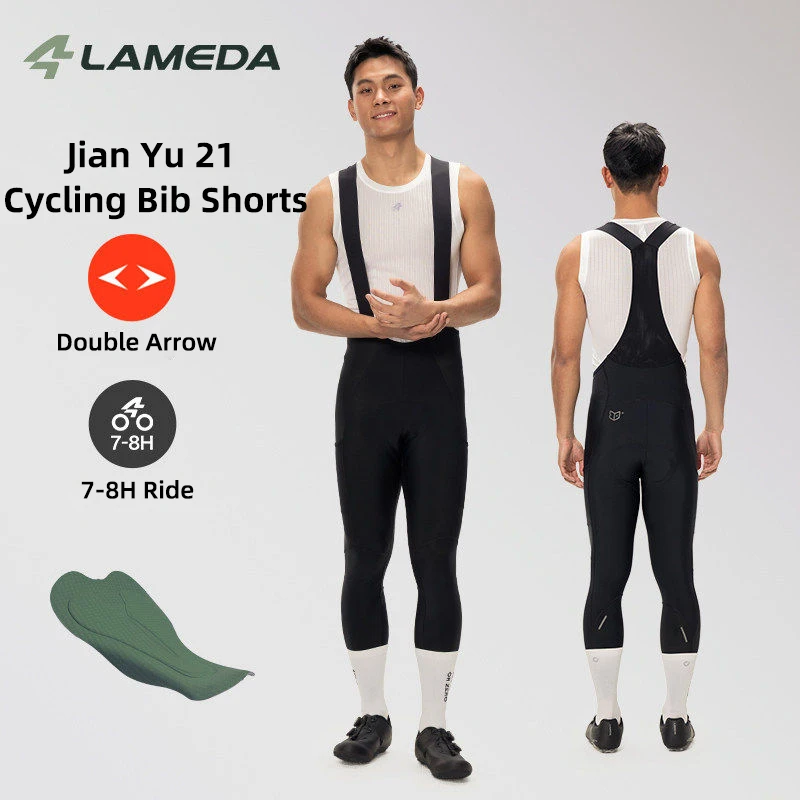 

LAMEDA 2026 New Bicycle Bib Pants For Men's Double Arrow Pad With Side Pocket Bike Double Arrow Bib Long Pants for Spring/Summer