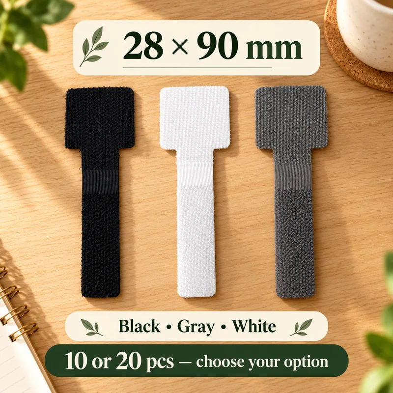 28x90mm Reusable Cable Organizer Straps 10/20PCS Self Adhesive Nylon Hook Loop Ties for Desk USB Charging Cords Home Office