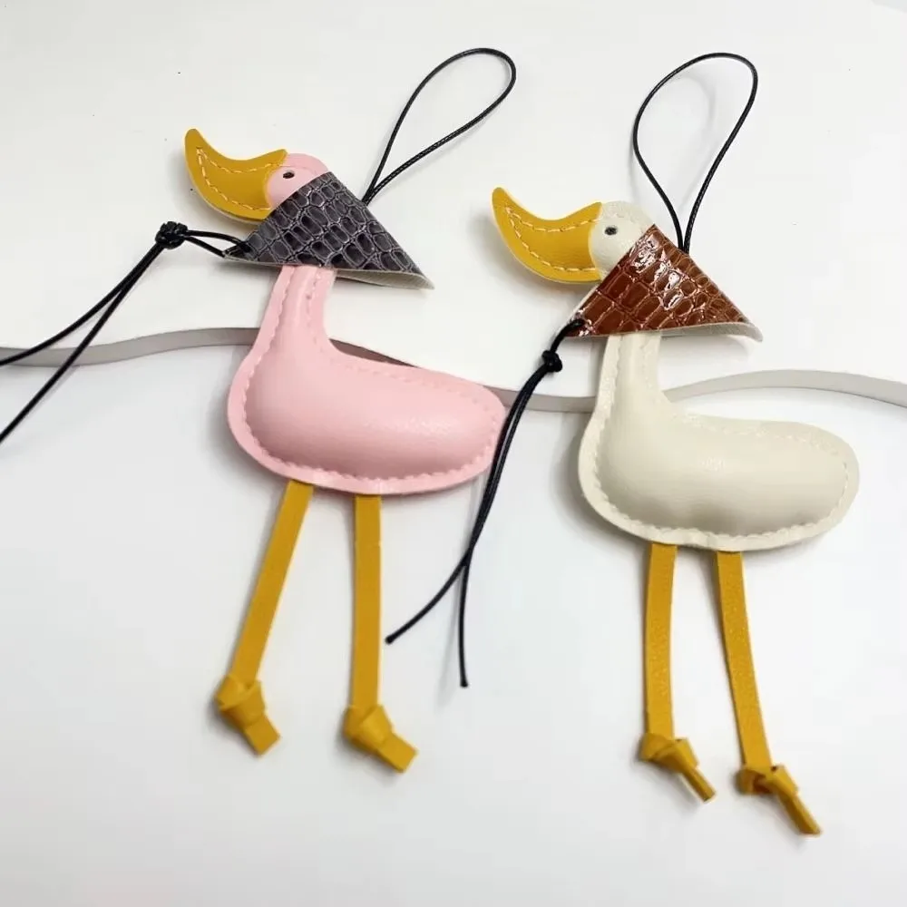 Cartoon Design PU Duck Keychain Scarf Duck Shape Creative Exquisite Bag Charm Pendant Backpack Ornament Daily Key Organizing