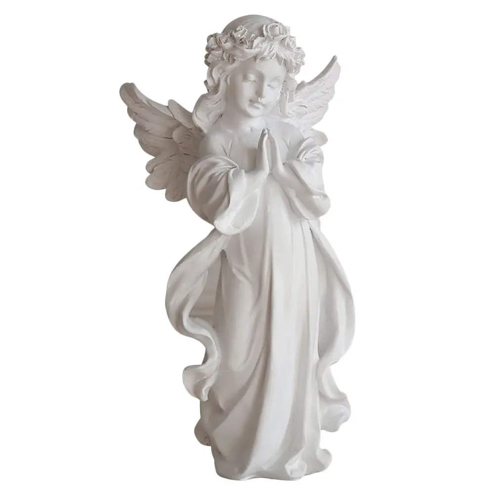 

1Pcs Angel Ornament Resin Sculpture Tabletop Lovely Garden Yard Decor Hand-Painted Classic European Style Fairy Statue