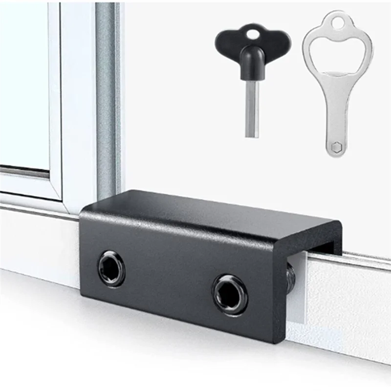4 Sets Window Locks, Sliding Window Locks with Key for Vertical & Horizontal Sliding Windows Doors, Security Window Lock