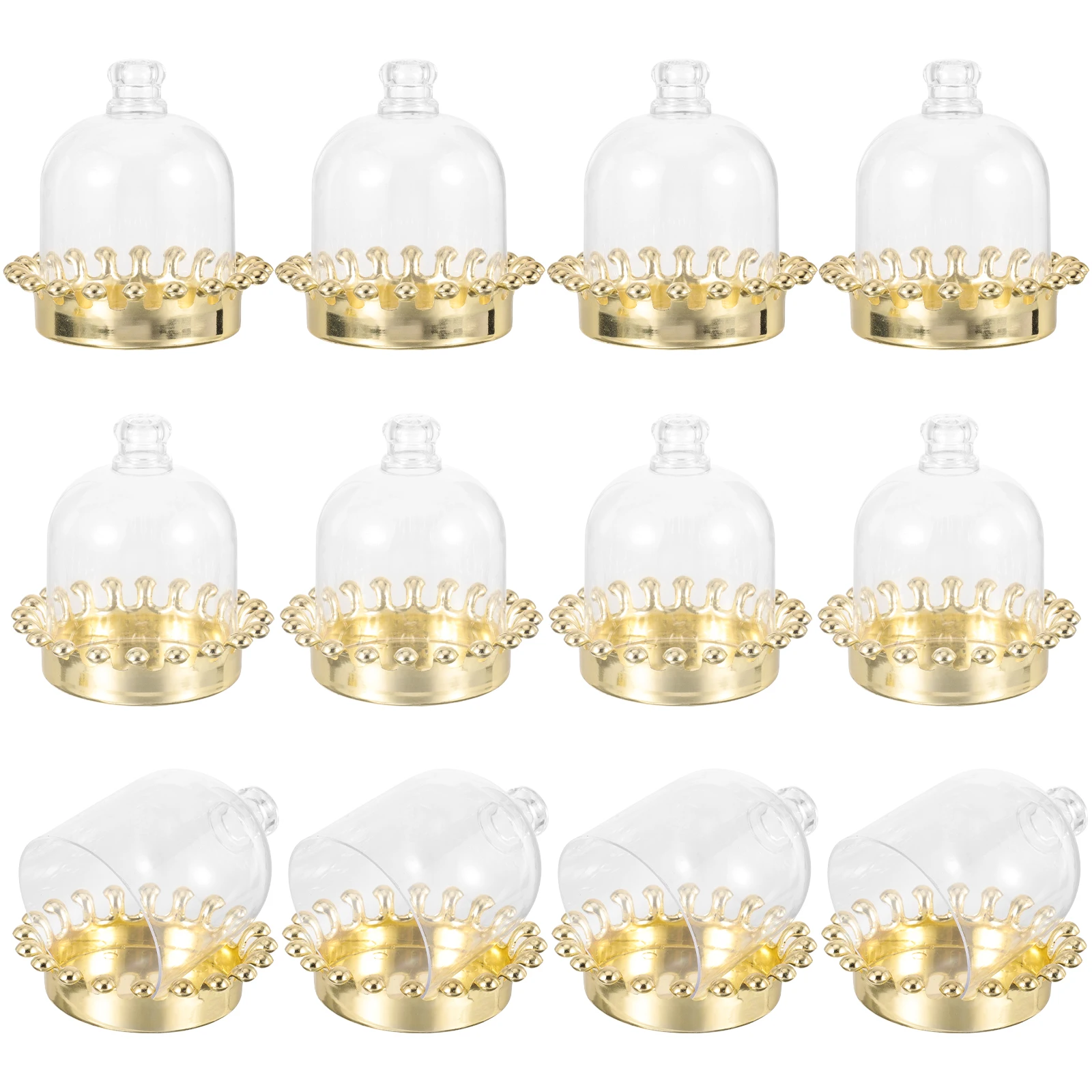 

12pcs Candy Box Mini Cake Stand Clear Dome Dessert Plates Plastic Display Tray Birthday Party Fruit Serving Lid