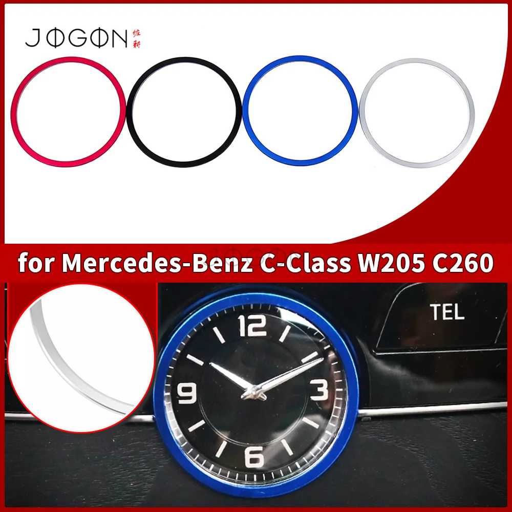 Alloy Car Interior Front Center Display Clock Circles Ring Cover Trim For Benz C-Class C260 W205 2015-2019