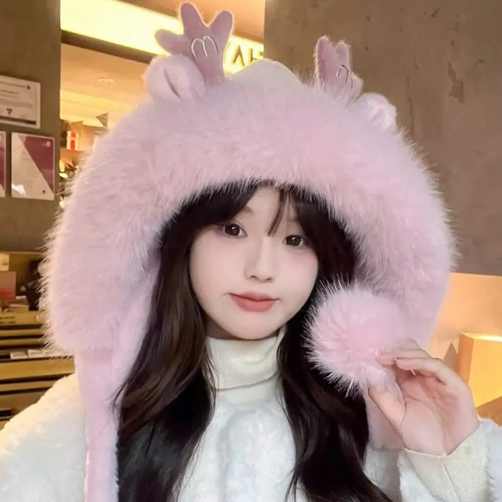 Women Natural Raccoon Fur Caps Lady Real Fox Fur Cap Pompon Ushanka Hats for Winter Thick Warm Ears Fashion Bomber Pom Pom Hat