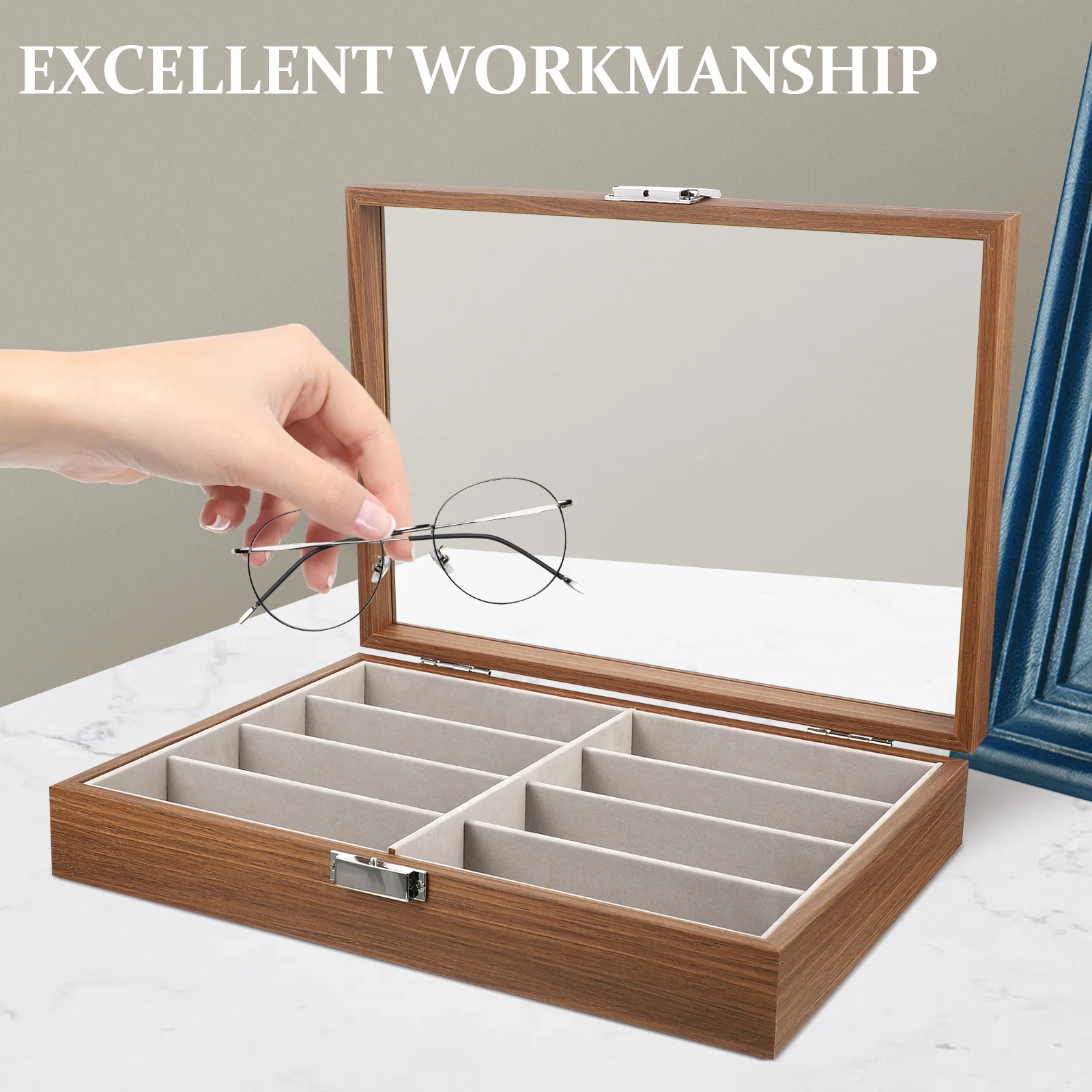 

Glasses Storage Eyewear Case Spectacle Eyeglasses Case 8 Slots Portable Sunglasses Eyeglasses Protector Lightweight Travel Gift