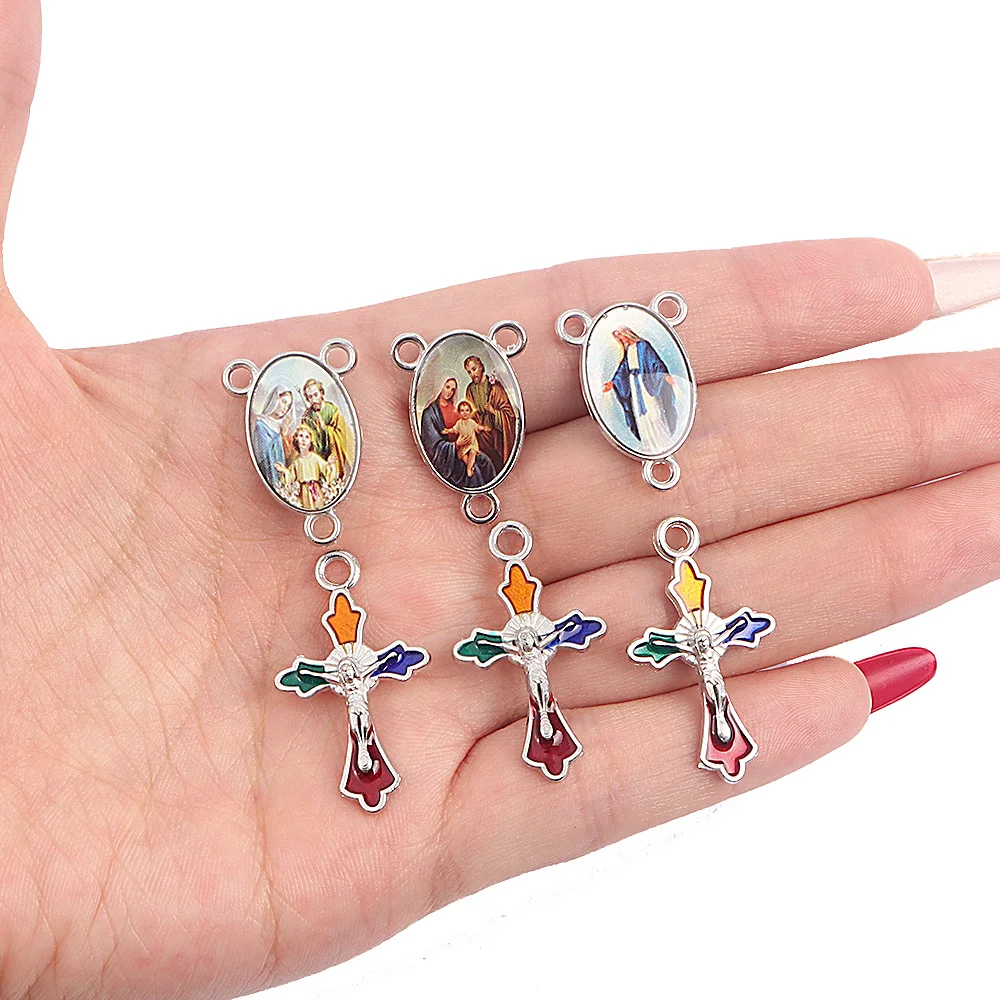 4/13/26pcs Multi-color Enamel Oval,cross Shaped Pendants,DIY Jewelry Accessories,Easter,Christmas,Halloween,Thanksgiving Gifts