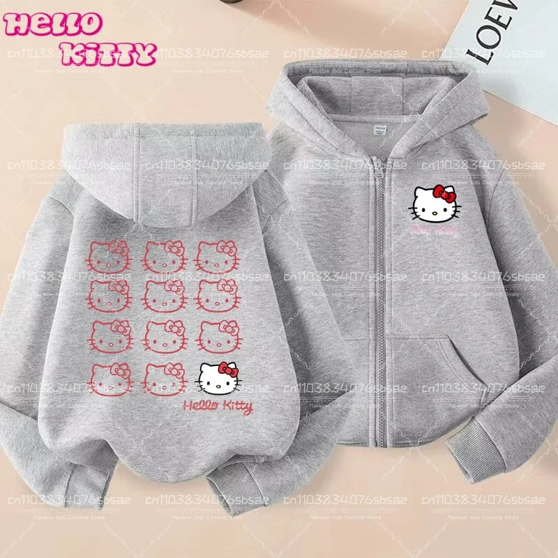 الخريف سانريو Kawaii الأطفال زمم هوديي الوردي عارضة البلوز معطف الفتيات 3-12 سنة مريحة الاطفال الملابس أعلى #6