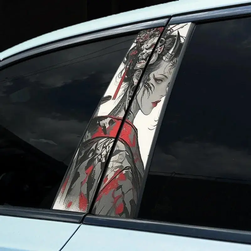 JDM 스타일 Prajina 마스크 패턴 도어 포스트 그래픽 장식 스트립을 사용하는 자동차 스티커