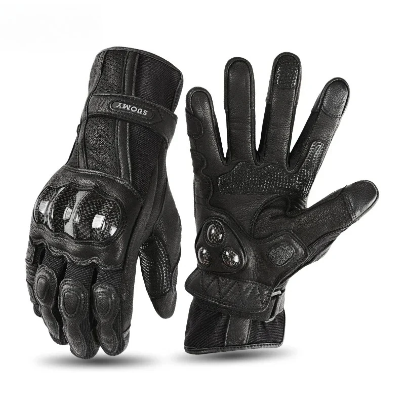

Motorcycle Riding Sheepskin Leather Gloves Men Women Four Season Racing Breathable Gloves Motorcycle Accessories Bike Supplies