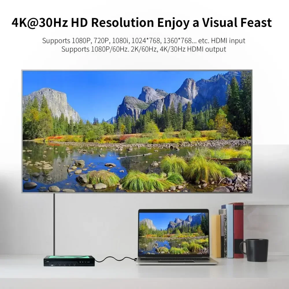 4K KVM Switch 4 Ports HD USB Switch 4x1 HDM Switch Quad MultiView Switcher