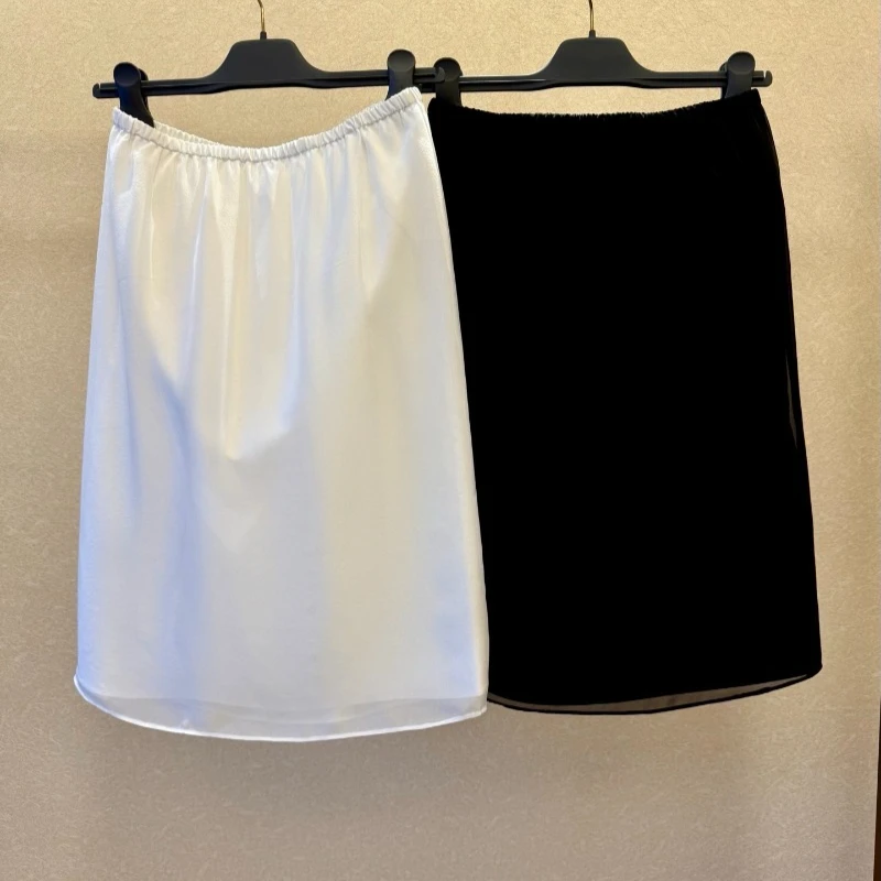 Classic Black and White Silk Skirt for Women