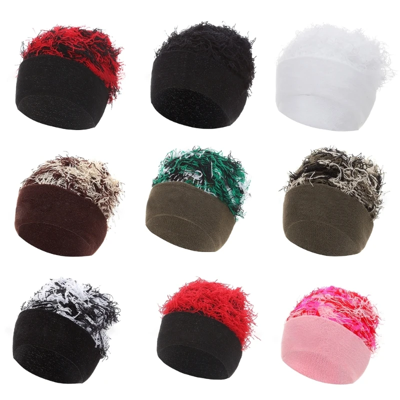 Popular Hat Knitted Hat with Long Hair Cool Hiphop Hat Outdoor Headwear