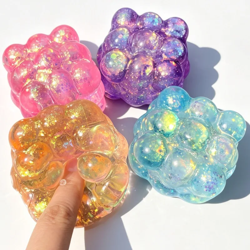 Glänzende Squishy-Würfel aus Maltose, Quetschspielzeug, Stressabbau-Spielzeug, farbige Dekompressionsgeschenke