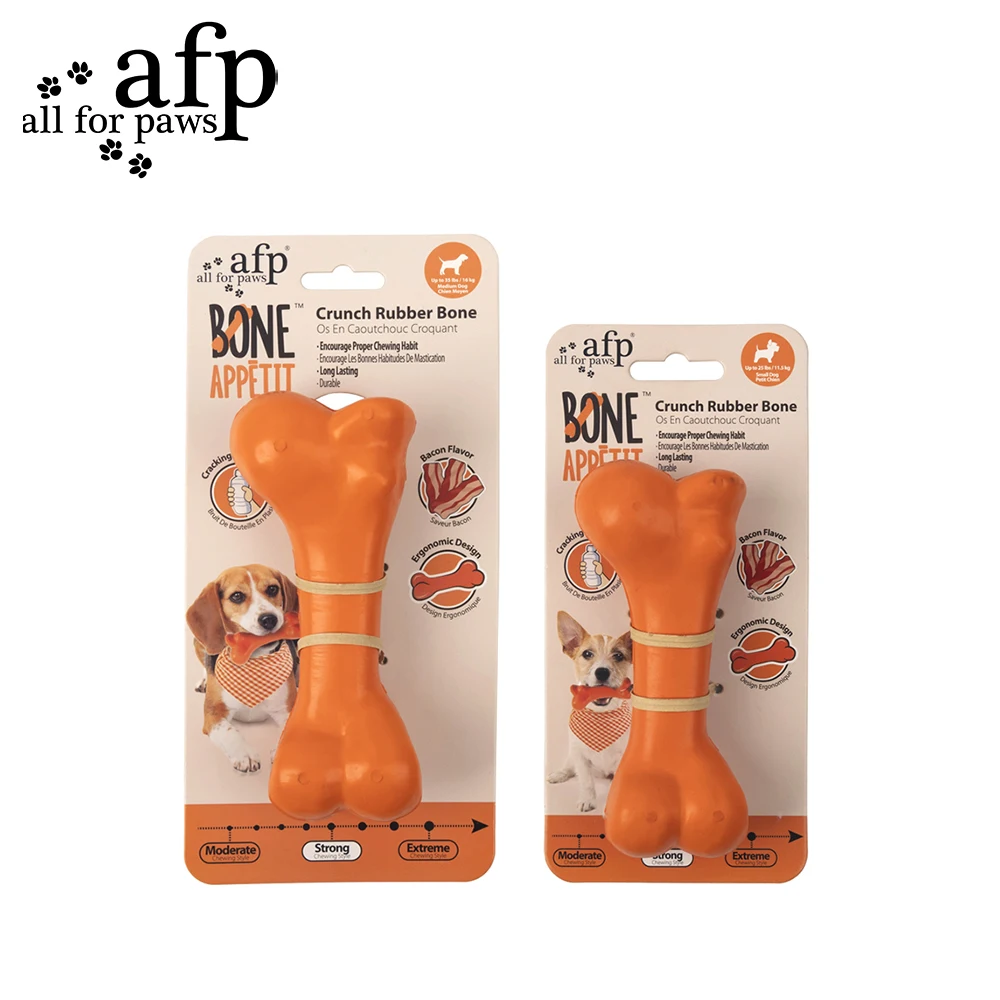 All For Paws Bone Dog Chew Toy Rubber Non-toxic With Cracking Bottle Sound Strong Chewing Toy  Relieve Anxiety Dog Accessories