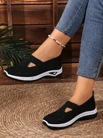 Women's Casual Mesh Sneakers – Cut-Out T-Strap & Cushioned Wedge Sole - Image 5
