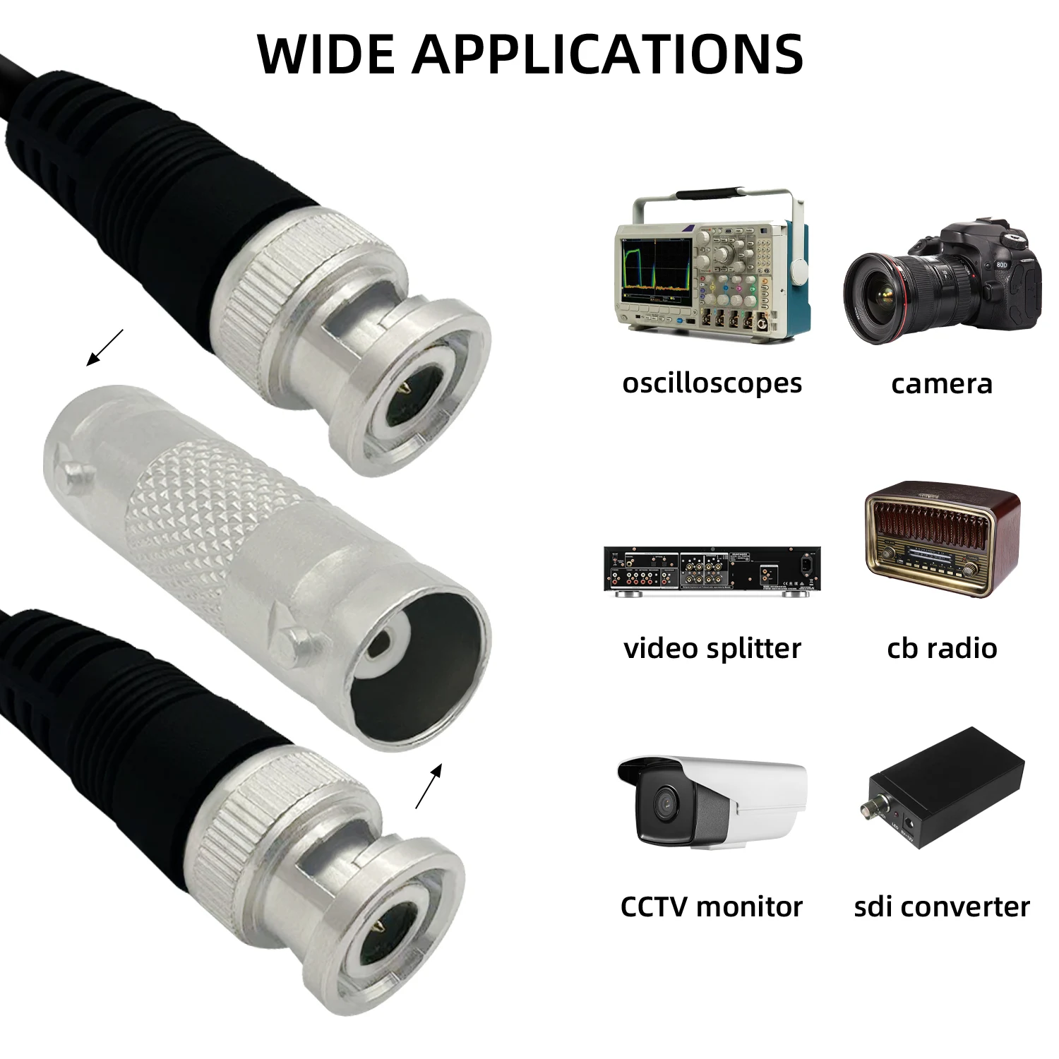 10pcs BNC Female to Female Pure Copper 75 Ohm Connectors for CCTV Video Surveillance Camera/DVR Coaxial Signal Transmission