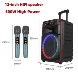 Wireless Trolley Caixa De Som Bluetooth Speaker 500W Powerful Outdoor Subwoofer Portable Party Box Home Karaoke System with MIC