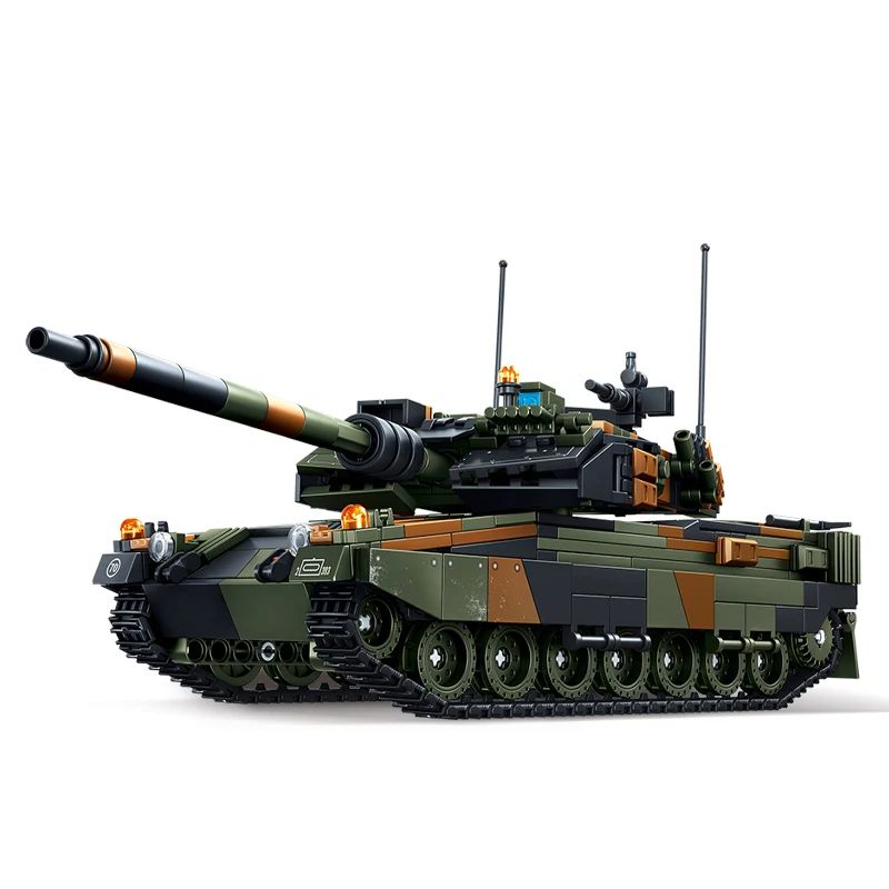 Military Army Soldiers World War Leopard 2A6 Main Battle Tank Model Assembly Building Blocks Bricks Toys For Children Gift