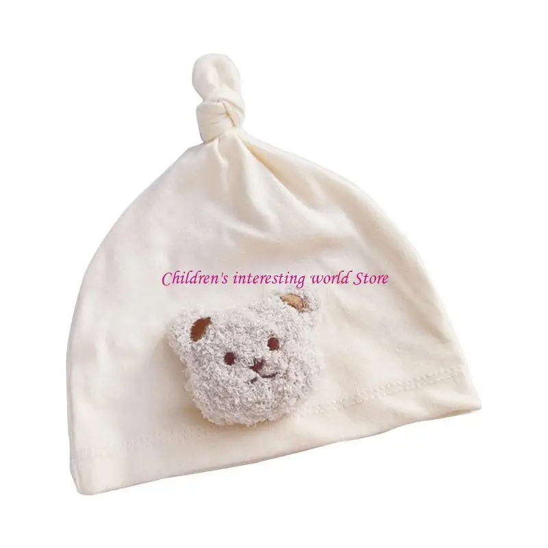 

Гендерная нейтральная детская шляпа мультфильм -медведь, разработанная шапочками, мягкая дышащая шляпа, уютный головной убор для