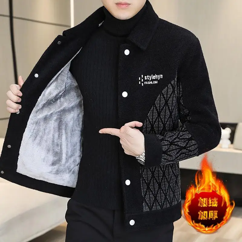 2023 Autumn Winter New Fashion Short Wool Jacket Men\'s Casual Plus Cotton Thickened Warm High-Quality Coat