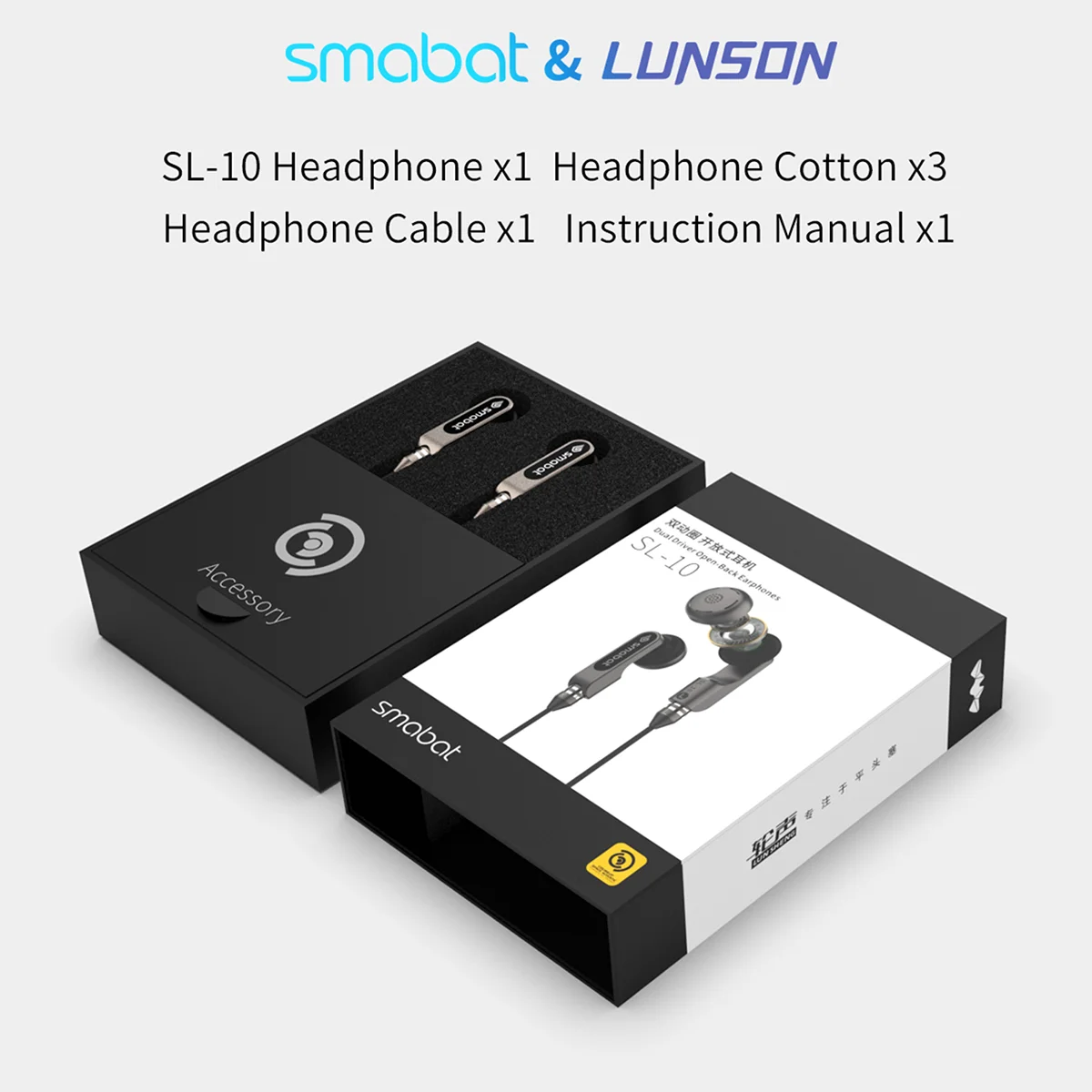 Smabat SL10 In Ear Monitors Two-way Dual-motion Coil Detachable MMCX 3.5mm/ CX31993 HD Digital DAC Type-C Plug  Wired HiFi IEM