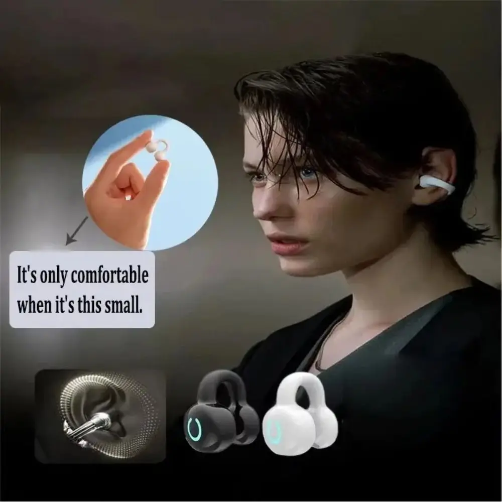 Extra Long Calls General Bluetooth 5.3 Earphone Bone Conduction HiFi Stereo Ear Clip Bluetooth Wireless Headset Single Ear