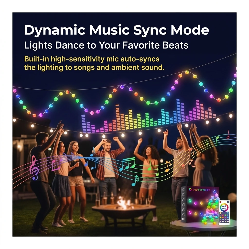 IP67 Waterproof Tuya APP Intelligent Outdoor Courtyard Christmas Decoration Light Camping Light String Holiday Atmosphere Light
