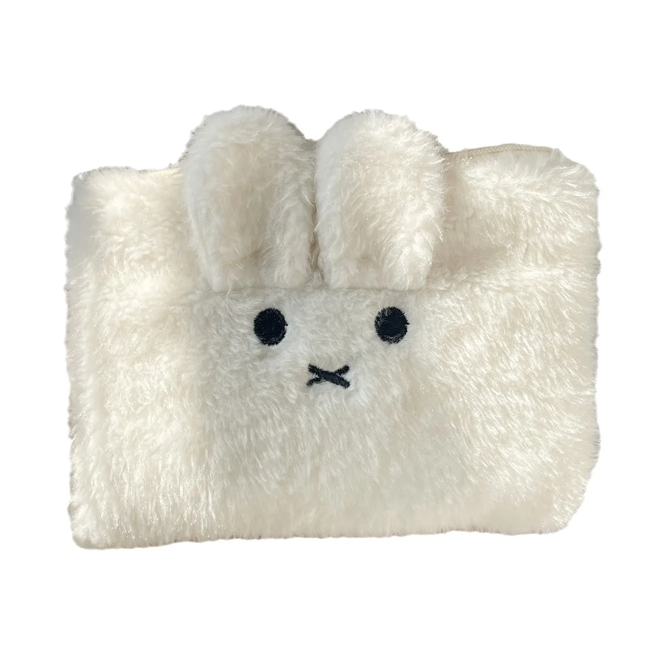 Ladies Holding Cute Furry Rabbit Makeup Bag Travel Item Storage Bag