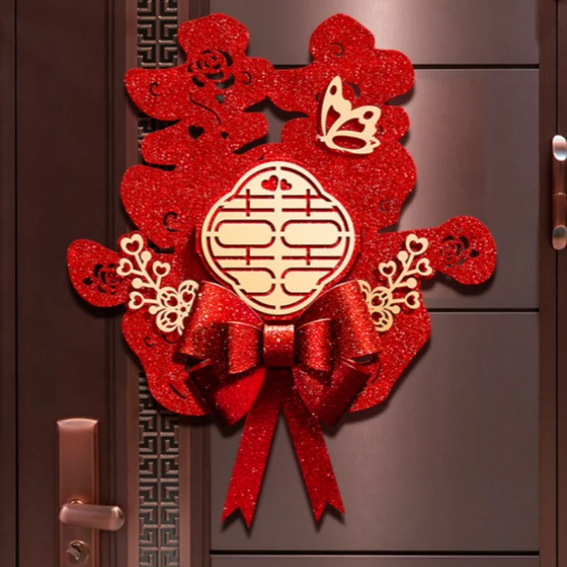 Chinese Wedding Decoration Double Happiness Door Stickers Wedding Supplies Marriage Room Decoration