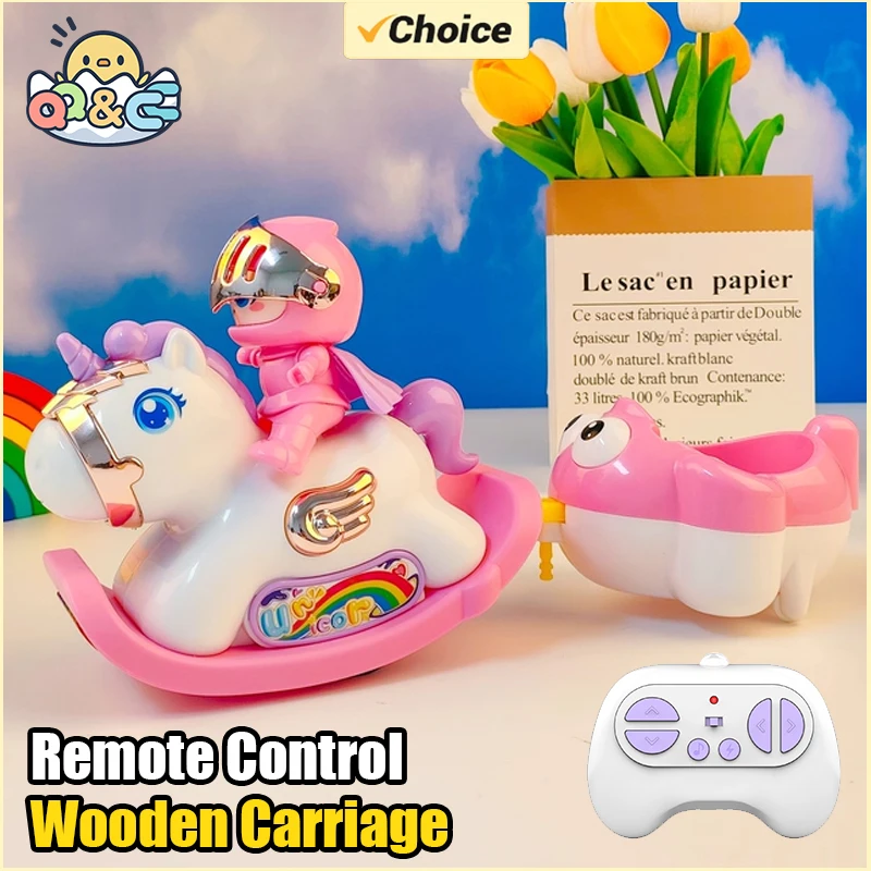 

Children's Electric RC Car Remote Control Toy Wooden Carriage Parent-Child Interactive Competition With Trolley Gift Light Music