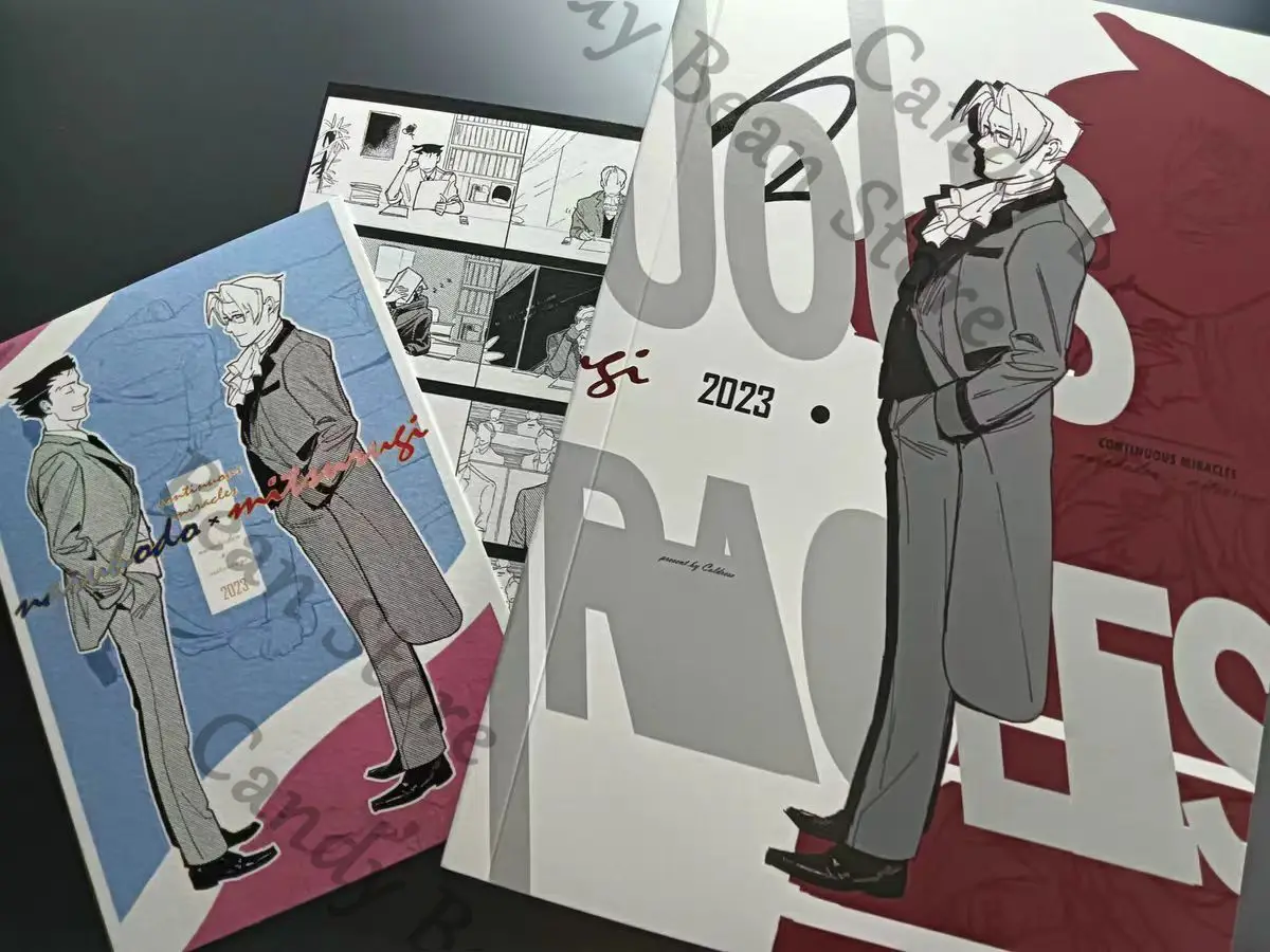 

Anime Ace Attorney Miles Edgeworth Phoenix Wright Mei Cosplay Comic Book Cartoon Story-book Album of Painting Caricature Xmas