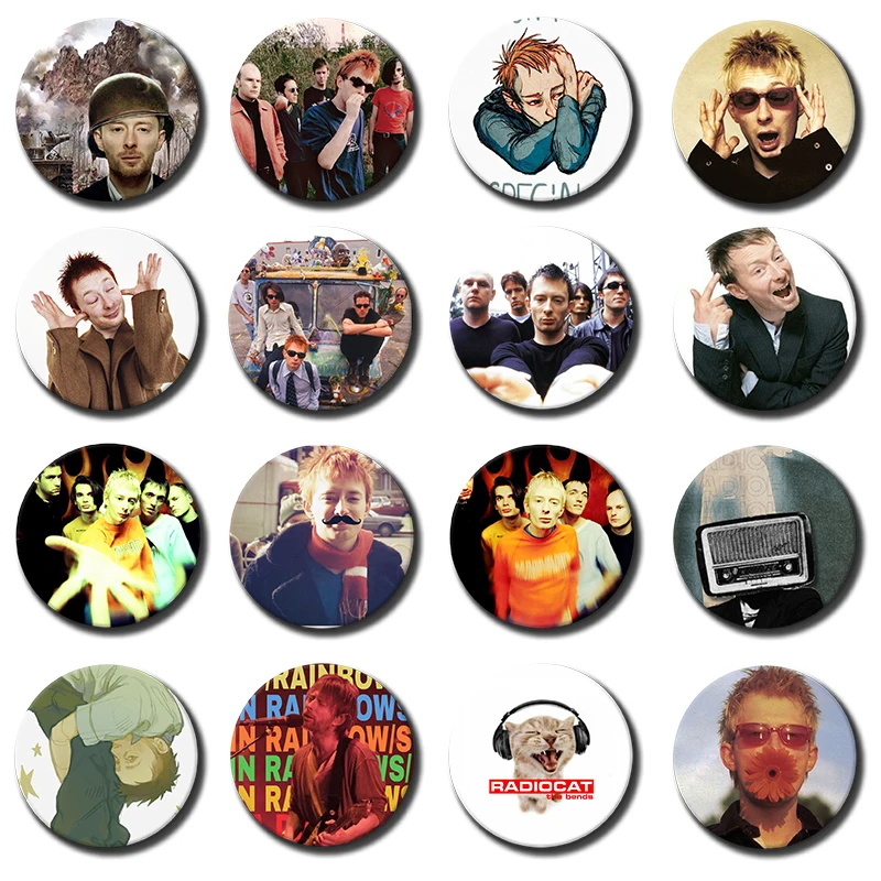 Rock Band R-Radiohead Thom Yorke Button Pins Round Snap-in Brooch Backpack Coat Decor Jewlery Badge Music Lover Collect Gifts