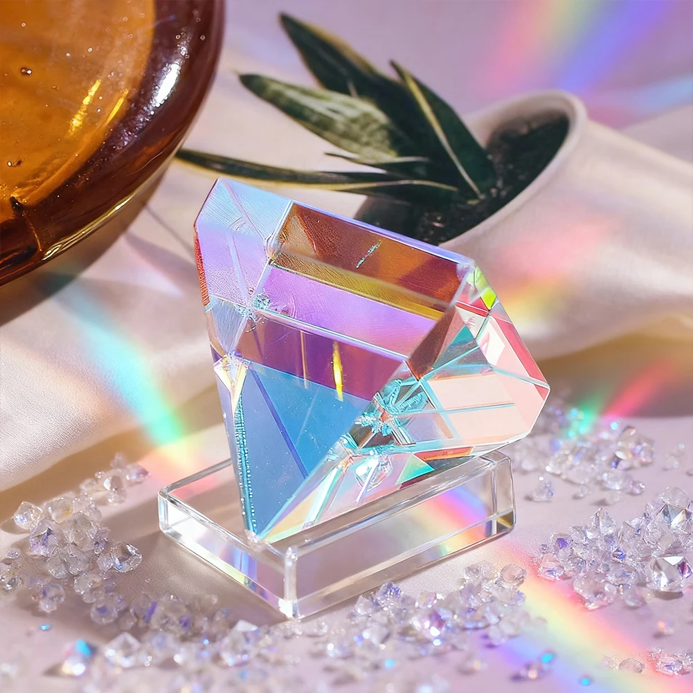 Przegubka optyczna kryształowa piramida 2 cm rozdzielacz widma światła trójkątna szklana nauka fizyka nauczanie tęcza dekoracja rekwizyt