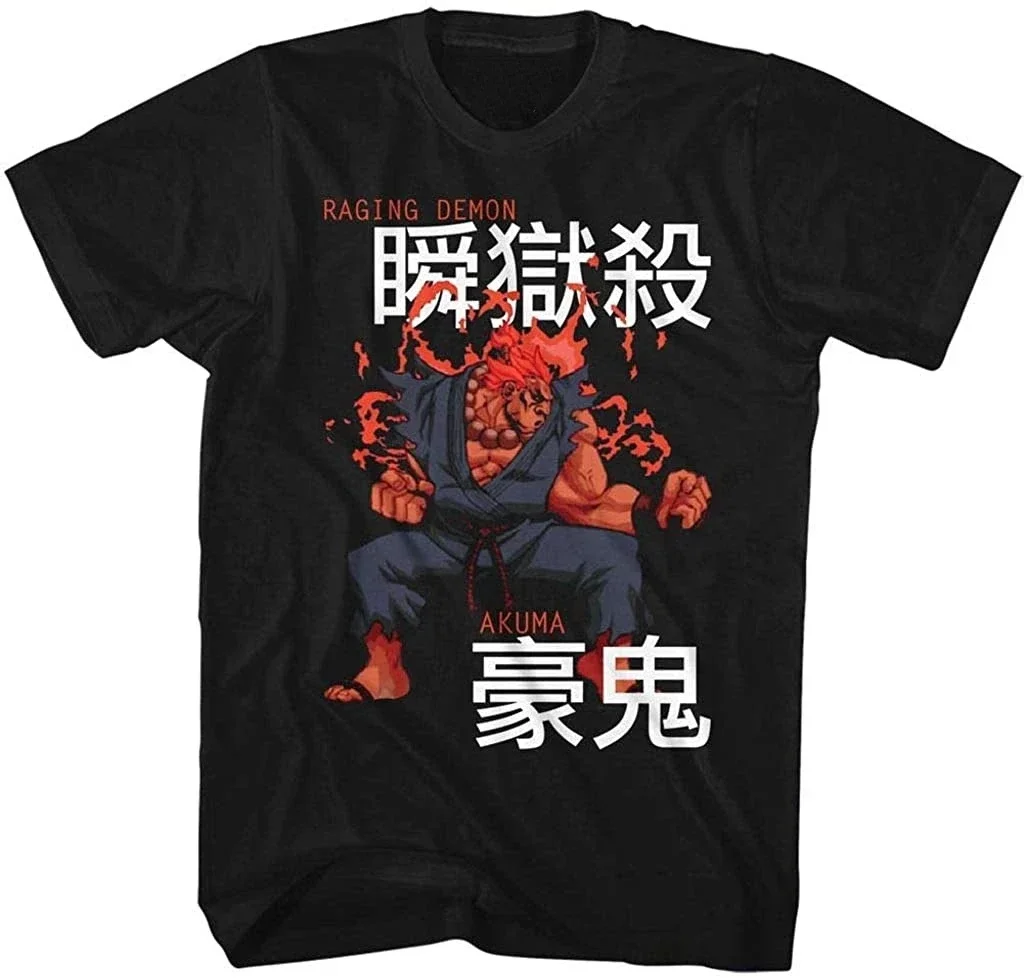 Arcade game martial arts Akuma black adult summer cotton O-neck short sleeve T-shirt T-shirt gift