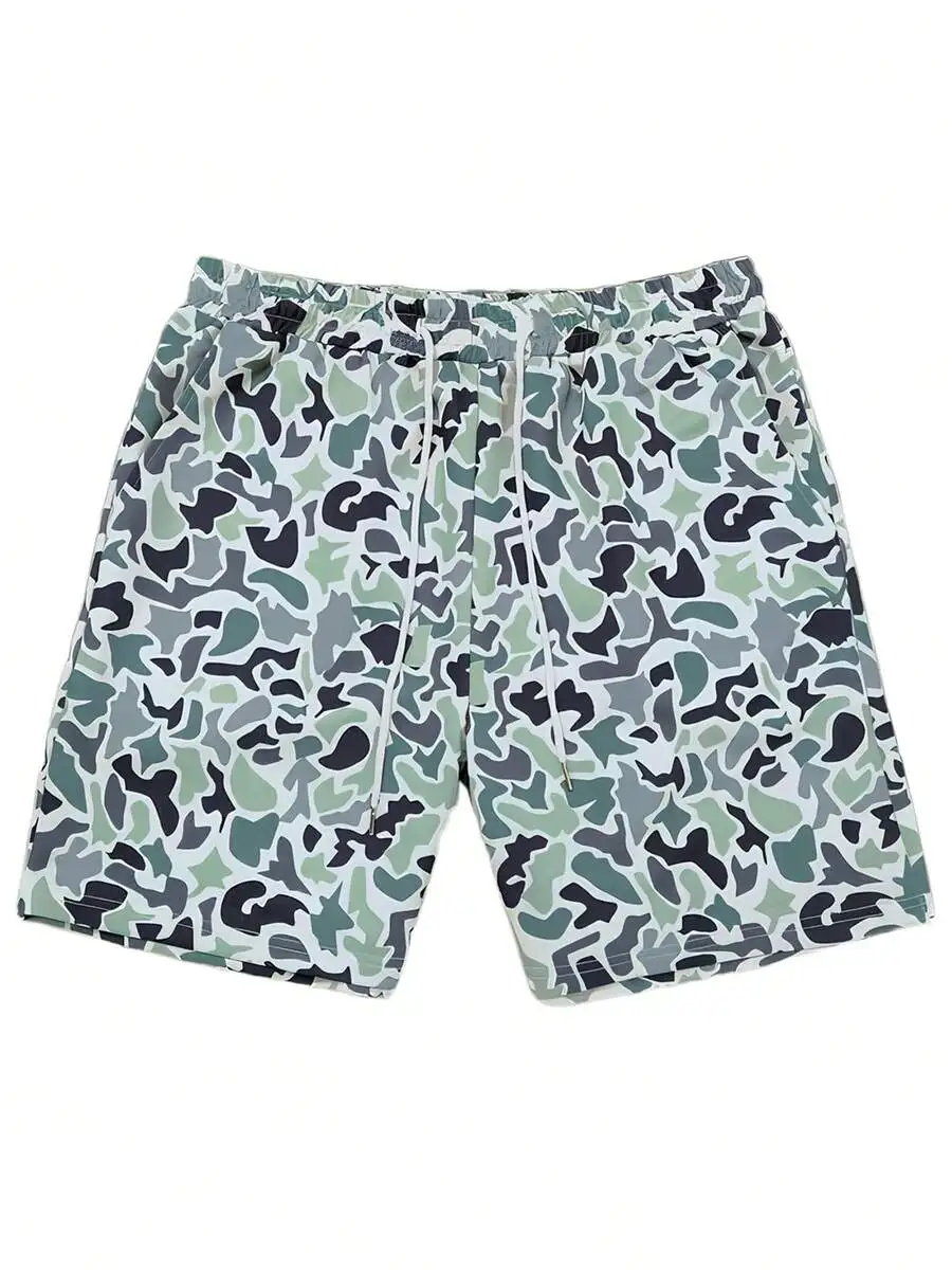 

Casual Camouflage Print Drawstring Shorts For Women Men Unisex Home Lounge Wear