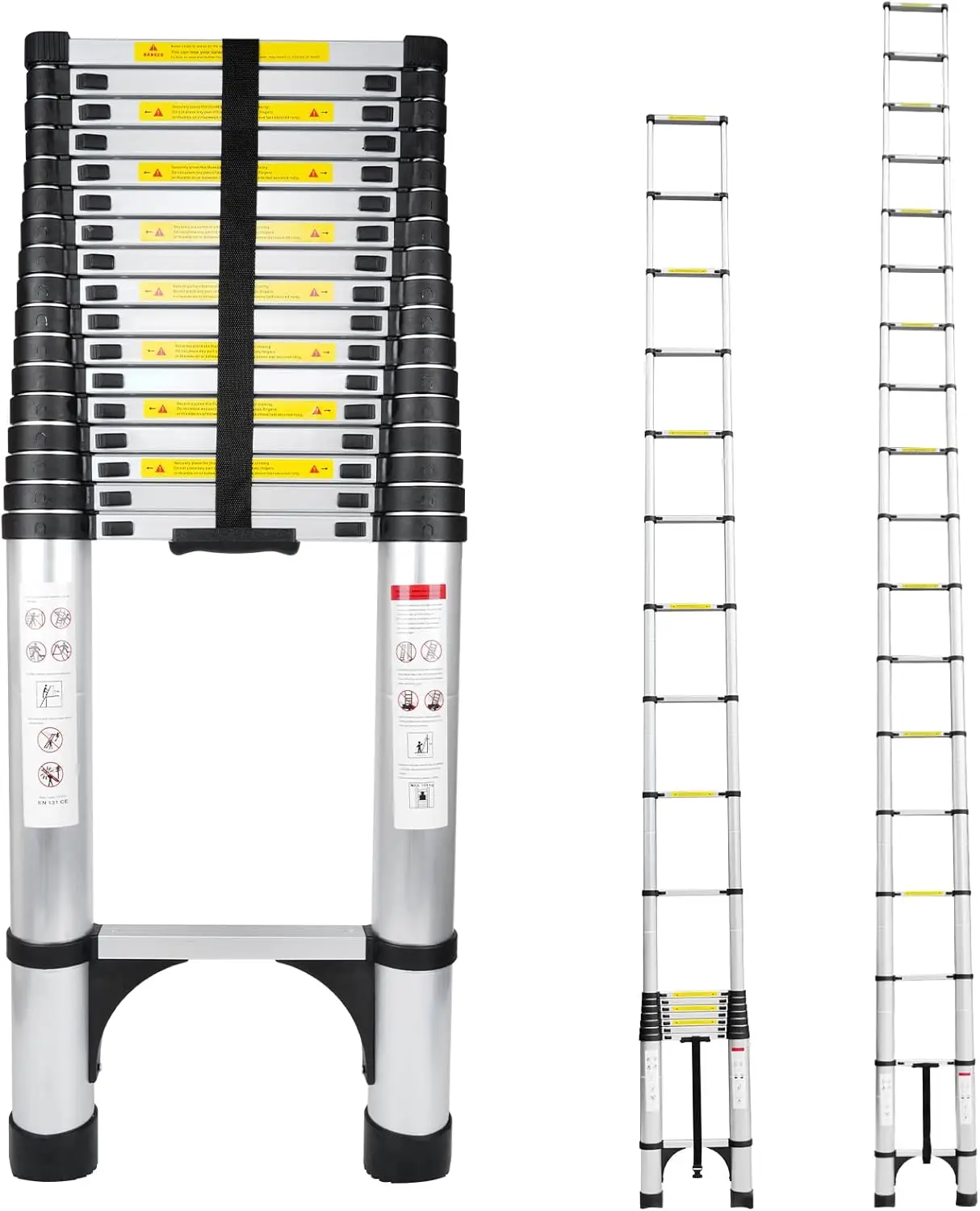 26.2FT Aluminum Lightweight Extension Ladder 330 Lbs Heavy Duty Non-Slip Feet Portable Folding Ladder Multi-P