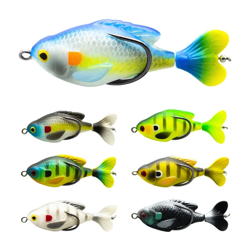 

Topwater Fishing Lure Floating Fishing Lures Soft- Artificial Bait Soft Lures with Rotating Tail