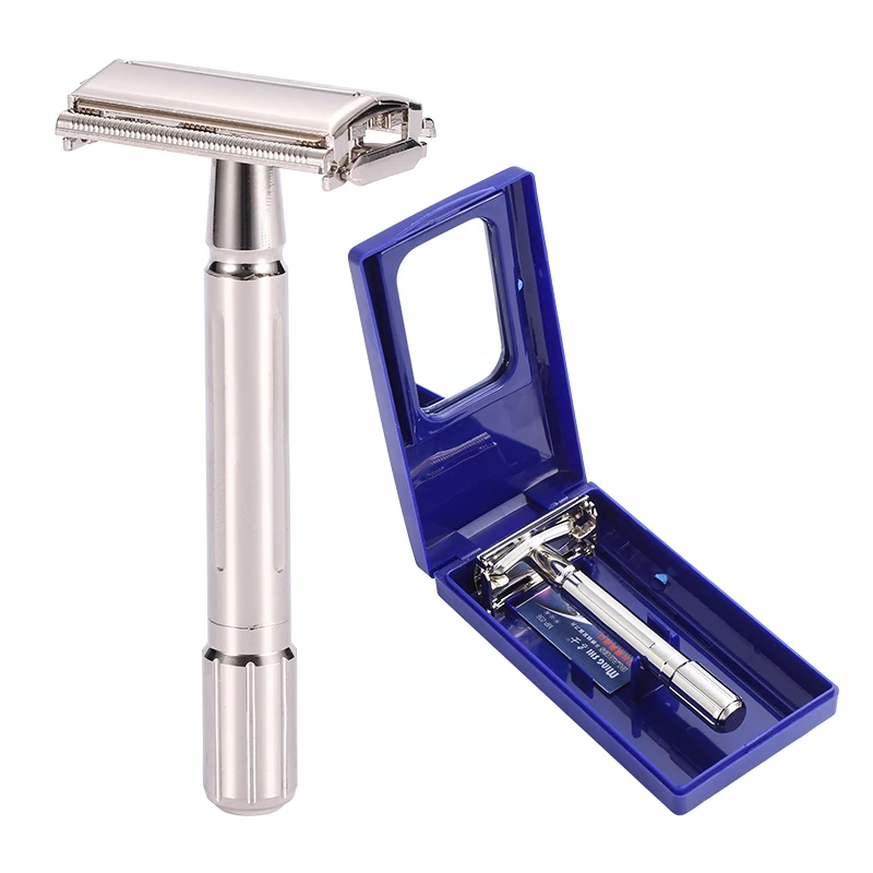 TTO Double Edge Safety Razor Wet Shaving for Men Women with 1 Blades Travel Case Zinc Alloy Metal Shaver