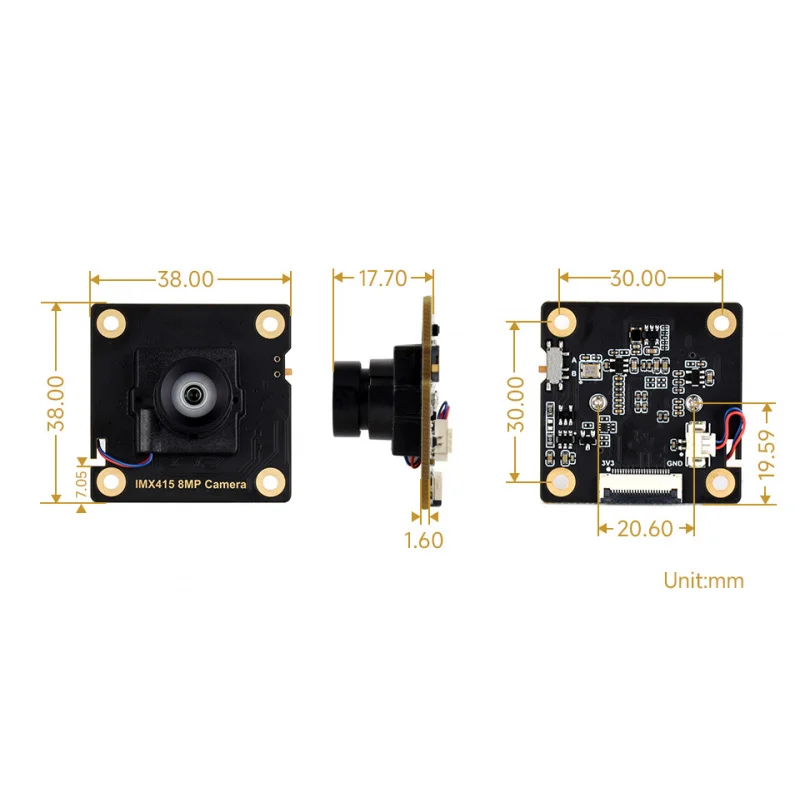 

SKU-32004 Модуль камеры Waveshare IMX415 8 МП (A), с высоким SNR, хорошей и низкой производительностью освещенности, поддерживает Raspberry Pi / Luckfox Ser