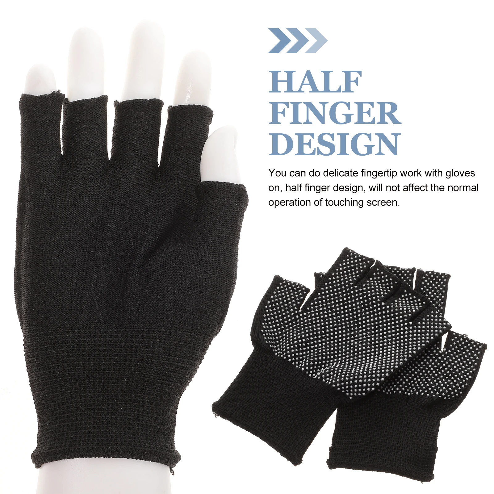 

15 Pcs Half Finger Gloves Firm Fingertips Chemical Resistant Heated Nylon Protective Work Thin Section Non Slip