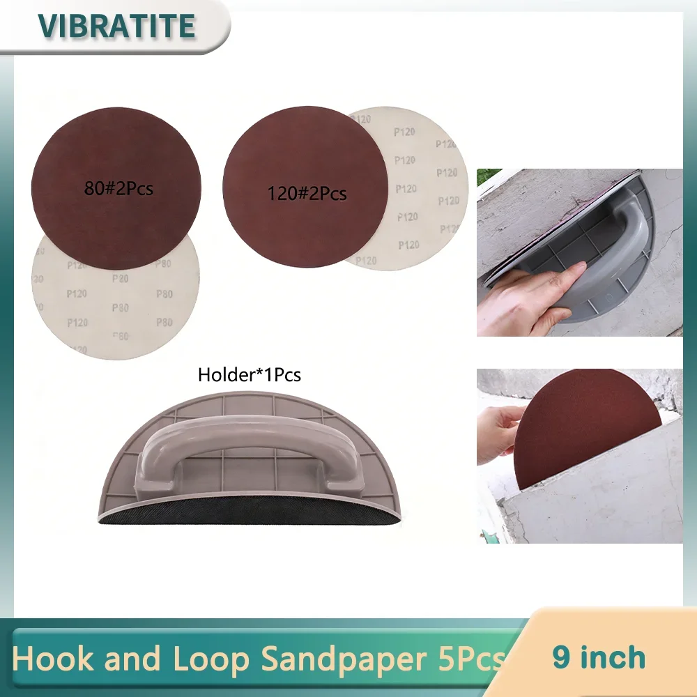 9Inch 225MM Right Angle Semi-Circular Angle Sanding Tool 5Pcs Corner Sandpaper Self-Adhesive Handheld Micro Detail Sanderpaper